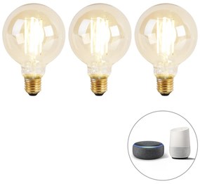 Zestaw 3 inteligentnych żarówek LED E27 z regulacją temperatury barwowej G95 Goldline 7W 806lm 1800K - 3000K