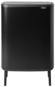 Stalowy kosz na śmieci do segregacji odpadów otwierany na dotyk w kolorze matowej czerni 60 l Bo Touch Bin Hi – Brabantia