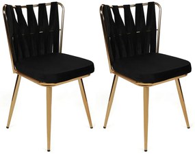 Zestaw krzeseł do jadalni Kusakli Black and Gold,4 szt., 4 szt.