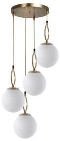 Lampa wisząca w biało-złotym kolorze ze szklanym kloszem ø 30 cm Morino – Opviq lights