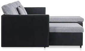 4-osobowa rozkładana czarna sofa z jasnoszarymi poduszkami - Umika 4Q