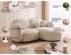 Jasnobrązowy narożnik z materiału bouclé (prawostronny/z szezlongiem) Orbit – Ropez