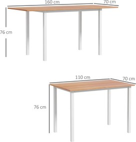 HOMCOM Stół jadalny rozkładany dla 6 osób składany kuchenny brązowo biały nowoczesny | Aosom PL