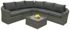 Rattanowy zestaw modułowy BORNEO LUXURY dla 5 osób (szary)