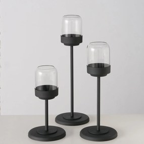 Zestaw metalowych lampionów ze szklaną kopułą SENZA, 3 szt