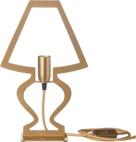 Lampa stołowa Silhouette Ø22x33 cm z perforowanego żelaza w kolorze przezroczystego złota, nowoczesny dekoracyjny design, gniazdo E14, made in Italy