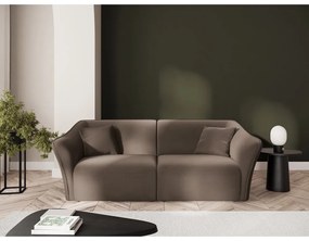 Brązowa aksamitna sofa 206 cm Tokyo – Cosmopolitan Design