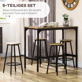 HOMCOM Zestaw barowy stół z 4 krzesłami nowoczesny design do jadalni kompaktowy | Aosom PL