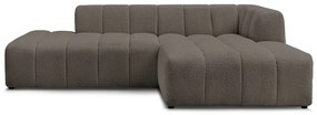 Brązowy narożnik z materiału bouclé (prawostronny/z szezlongiem) Annecy – Bobochic Paris