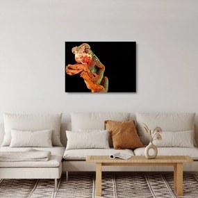 Obraz na szkle kameleona na gałęzi (70x50 cm)