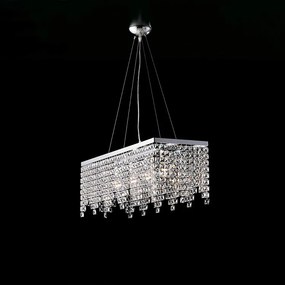 Lampa wisząca Penelope z mosiądzu i chromowanego żelaza, 4 lampy z kryształkami, dł. 71 x 30 cm, BL31-4-CR