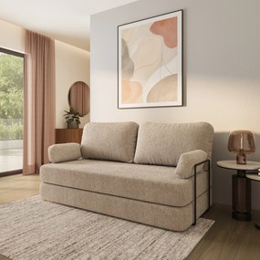 Masseno Sofa piankowa NIKSI z funkcją spania, Kanapa z pianki do salonu, Bezmontażowa, Tkanina bucle – Beżowy QUELLE 05