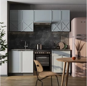Aneks kuchenny jasnoniebiesko-szary/antracytowy 200x60x81.6 fame-line