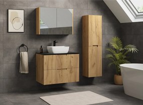 VENA Szafka łazienkowa ryflowana pod umywalkę 46 x 80 x 57 dąb craft złoty