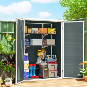 Outsunny domek narzędziowy plastikowy składany domek ogrodowy na narzędzia z podłogą 134x68x170 cm podwójne drzwi | Aosom PL