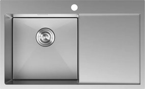Mexen Exar zlewozmywak stalowy 1-komorowy z ociekaczem, lewy 780 x 480 mm, inox - 6433781010L-01