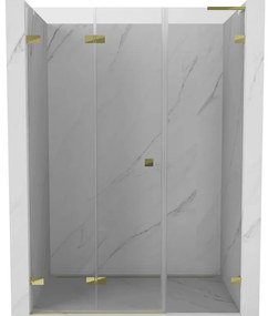Mexen Lunar-F L drzwi prysznicowe składane lewe 125 cm, transparent, złote - 836SL-125-050-50-00-L