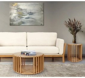 Stolik z drewna dębowego Woodman Drum, ø 83 cm