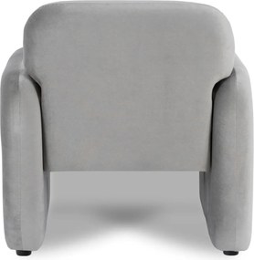 Szary welurowy fotel nowoczesny z podłokietnikami E2-D20