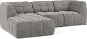 Szary aksamitny narożnik (lewostronny/z szezlongiem) Aloha – Makamii