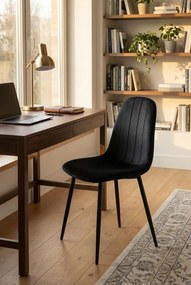 Czarne metalowe krzesło welurowe D4-Z99