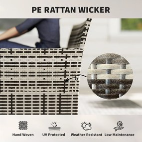 Outsunny 2-osobowa sofa rattanowa na taras z poduszką, antypoślizgowe maty, stalowa rama, jasnoszara | Aosom PL