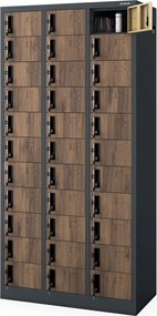 Metalowa szafa depozytowa Eco Design Oliver 90x45x185 cm, antracyt/orzech