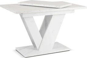 Stół Prostokątny Rozkładany CLARK 120-160 cm Biały Marmur Glamour