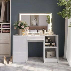 Stół toaletowy biały/biały wysoki połysk 128.2x50.1x76 sherry