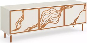 Szafka RTV Gambia 161 cm – nowoczesna, glamour, 3 drzwi, metalowe nóżki