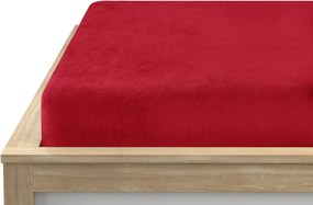 PrzytulneMieszkanie.pl Prześcieradło z mikropluszu SOFT 90x200 cm ciemnoczerwone