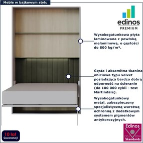 Półkotapczan pionowy z materacem 120x200 kaszmir + zielony A0-G62