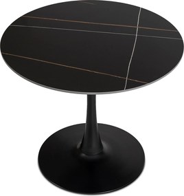 Stół Okrągły SANDER 89 cm Ceramiczny Czarny do Salonu Nowoczesny Glamour
