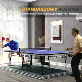 SPORTNOW Składany stół do tenisa stołowego średniej wielkości, w zestawie siatka, 3 piłeczki, blat 12 mm | Aosom PL