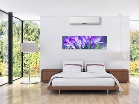 Obraz kwiatów w deszczu (170x50 cm)