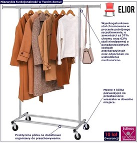 Metalowy wieszak na 4 kółkach do garderoby S7-B04