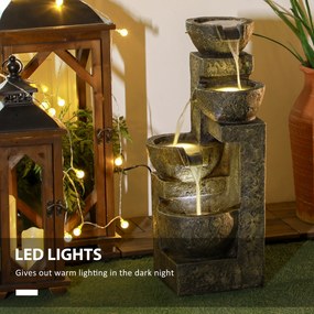 Outsunny Fontanna Ogrodowa Wodna Fontanna, regulacja prędkości, 25 x 24 x 60 cm, Czarny