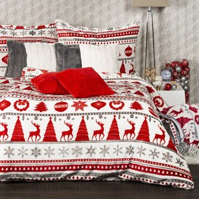 4Home Pościel mikrofranela Christmas Time czerwony, 140 x 200 cm, 70 x 90 cm