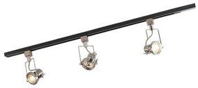 System szynowy z 3 reflektorami 1-fazowymi czarny ze stali - Suplux