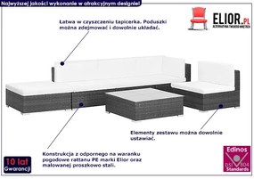 6-częściowy zestaw ogrodowy ze stolikiem czarno-śmietankowy - Bero 6B