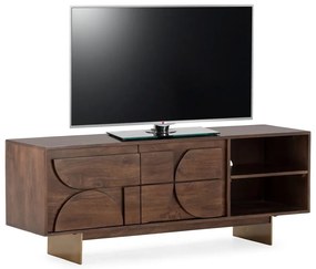 Brązowa szafka pod TV z litego drewna mango 145x55x40 cm Trisha – MOME