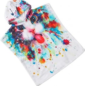 Kolorowe dziecięce ponczo KOTKIEM Rozmiar: 60 x 120 cm