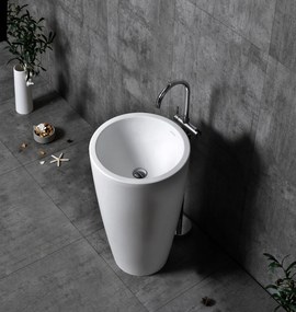 Umywalka stojąca TWZ16Odlew mineralny - Biały mat - 50 x 50 x 90 cm