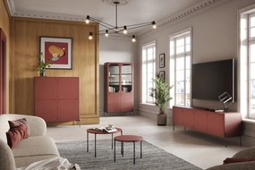 Stolik kawowy Sonatia 60 cm okrągły na metalowych nogach - burgund