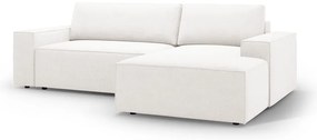 Biały rozkładany narożnik z materiału bouclé (prawostronny) Jodie – Micadoni Home