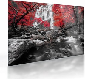 Obraz na szkle - Wodospady w jesiennym krajobrazie (70x50 cm)