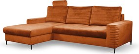 Masseno Narożnik GRIFO z funkcją spania i pojemnikiem na pościel Narozniki L, Rozkładana sofa - Brązowy, VELLUTO RUST 33