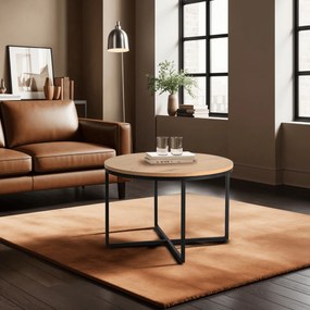 Stolik Kawowy HANTEL 70 cm Dąb Złoty/Czarny Loft