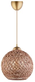 Lampa wisząca w brązowo-złotym kolorze z tekstylnym kloszem ø 22 cm – Opviq lights