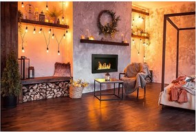 Biokominek ścienny lub do zabudowy Lucca Black, dł. 90 x gł. 12 x wys. 40